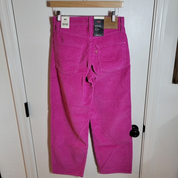 Levi's Premium Baggy Dad Corduroy Pants Size 24 Pink - Picture 6 of 9
